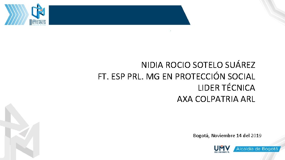 NIDIA ROCIO SOTELO SUÁREZ FT. ESP PRL. MG EN PROTECCIÓN SOCIAL LIDER TÉCNICA AXA