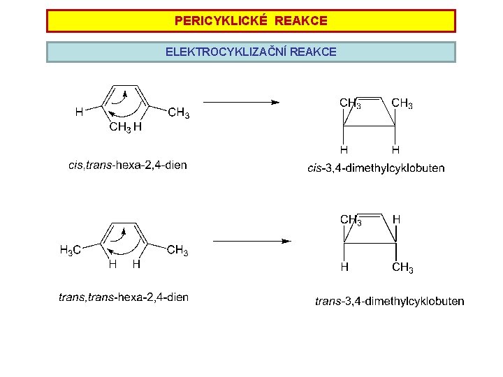 PERICYKLICKÉ REAKCE ELEKTROCYKLIZAČNÍ REAKCE PERICYKLICKÉ REAKCE ELEKTROCYKLIZAČNÍ REAKCE