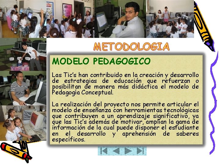 METODOLOGIA MODELO PEDAGOGICO Las Tic’s han contribuido en la creación y desarrollo de estrategias