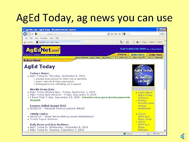 Ag. Ed Today, ag news you can use 
