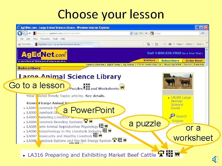 Choose your lesson Go to a lesson a Power. Point a puzzle or a