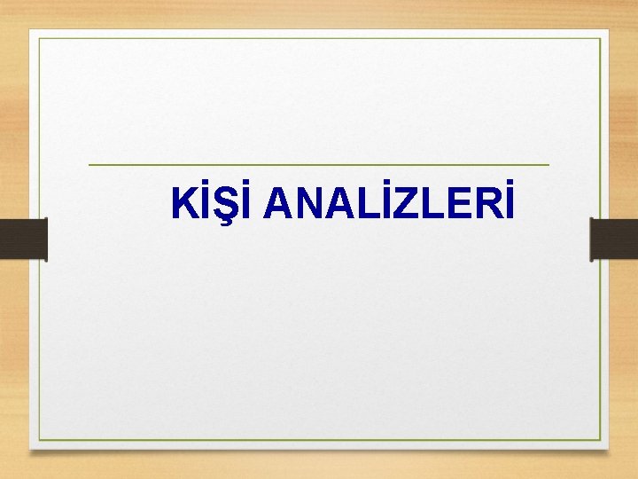 KİŞİ ANALİZLERİ 