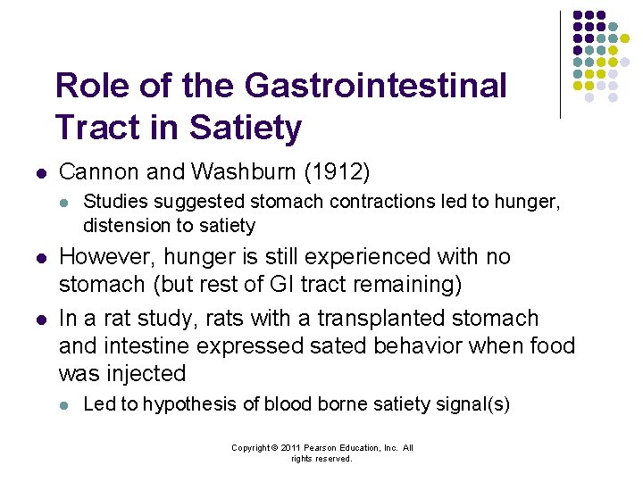 Role of the Gastrointestinal Tract in Satiety l Cannon and Washburn (1912) l l