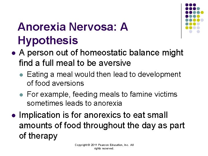 Anorexia Nervosa: A Hypothesis l A person out of homeostatic balance might find a