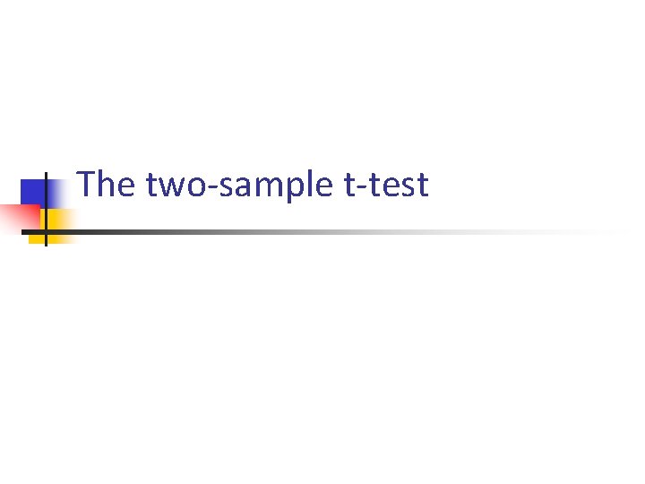 The two-sample t-test 