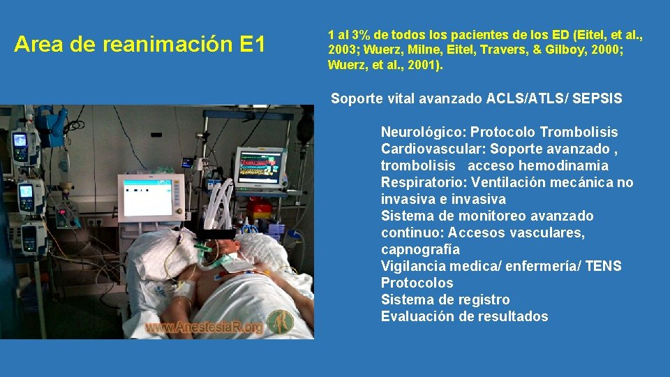 Area de reanimación E 1 1 al 3% de todos los pacientes de los