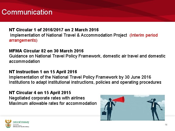 Communication NT Circular 1 of 2016/2017 on 2 March 2016 Implementation of National Travel