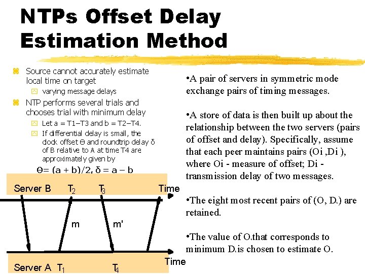 NTPs Offset Delay Estimation Method z Source cannot accurately estimate local time on target