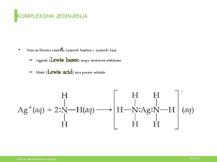 KOMPLEKSNA JEDINJENJA • Veza se formira između Luisovih kiselina i Luisovih baza – Ligandi