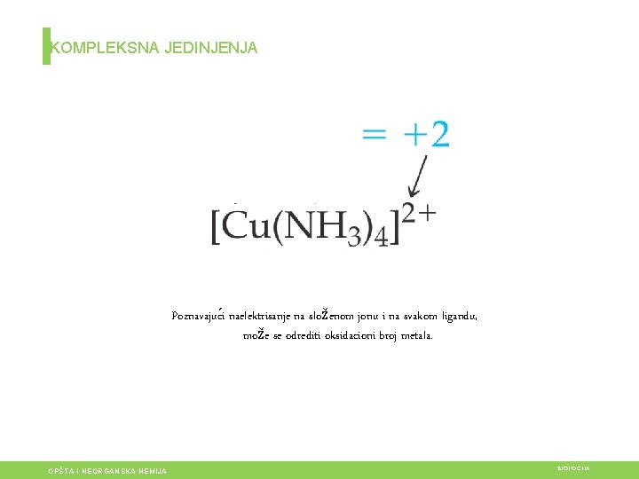 KOMPLEKSNA JEDINJENJA Poznavajuc i naelektrisanje na složenom jonu i na svakom ligandu, može se