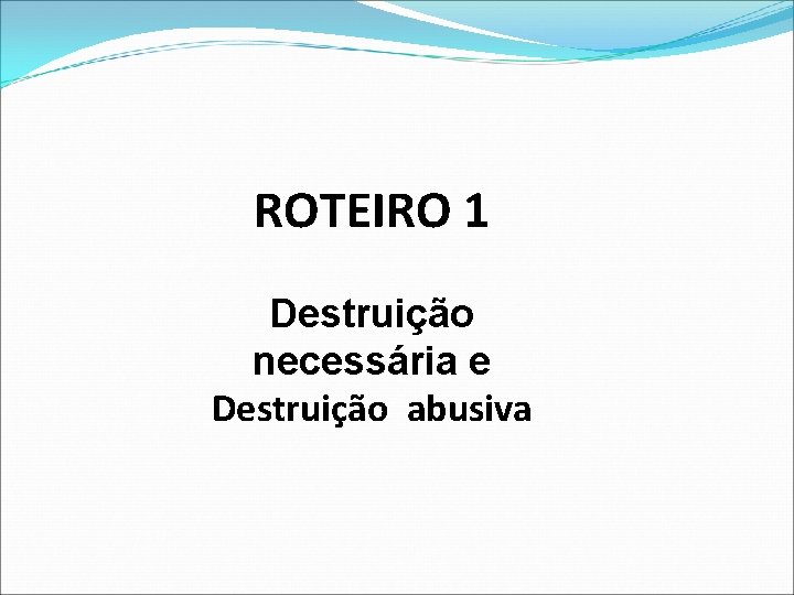 ROTEIRO 1 Destruição necessária e Destruição abusiva 
