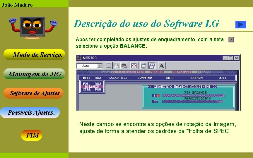 João Maduro Descrição do uso do Software LG Após ter completado os ajustes de