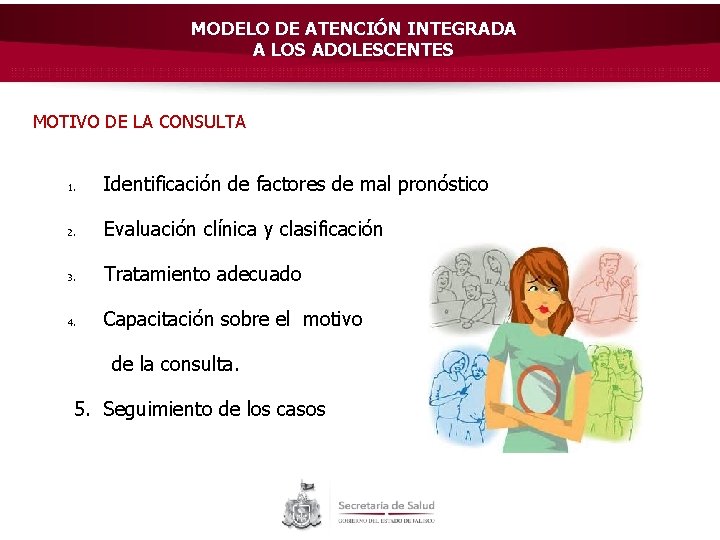 MODELO DE ATENCIÓN INTEGRADA A LOS ADOLESCENTES MOTIVO DE LA CONSULTA 1. Identificación de