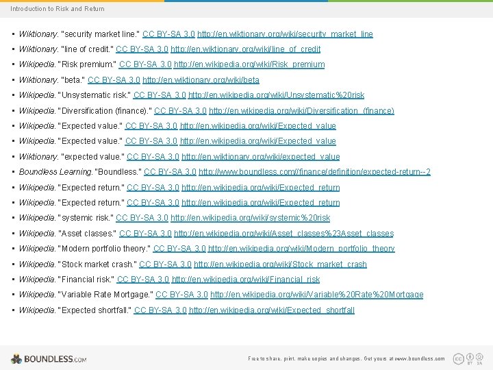 Introduction to Risk and Return • Wiktionary. "security market line. " CC BY-SA 3.