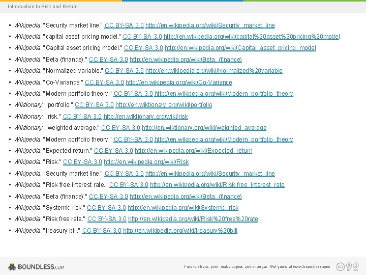 Introduction to Risk and Return • Wikipedia. "Security market line. " CC BY-SA 3.