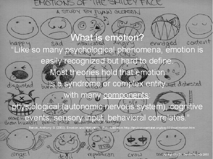 What is emotion? “Like so many psychological phenomena, emotion is easily recognized but hard