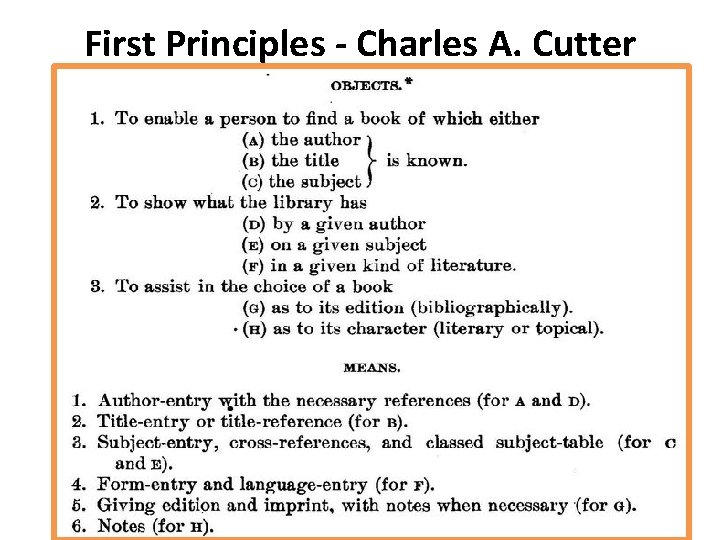 First Principles - Charles A. Cutter 