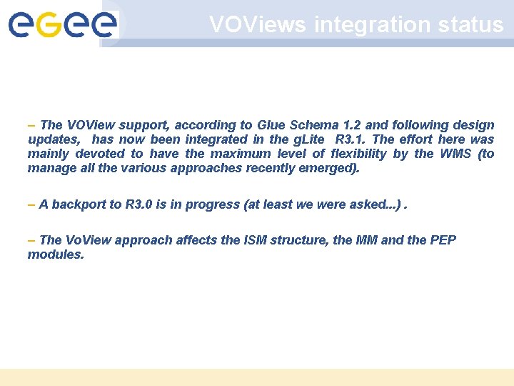 VOViews integration status – The VOView support, according to Glue Schema 1. 2 and