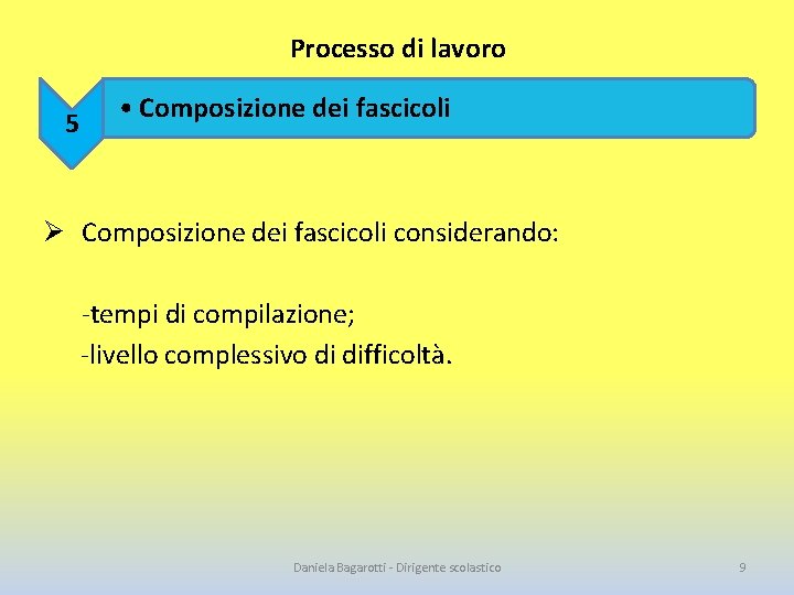 Processo di lavoro 5 • Composizione dei fascicoli Ø Composizione dei fascicoli considerando: -tempi