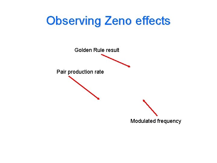 Observing Zeno effects Golden Rule result Pair production rate Modulated frequency 