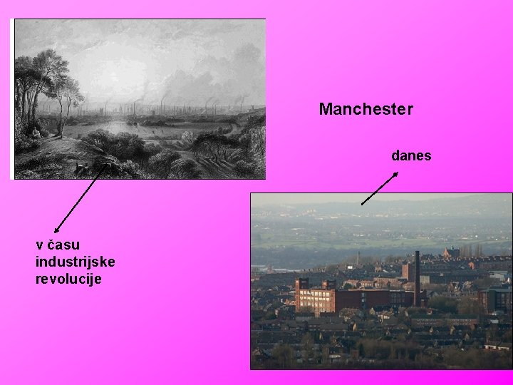 Manchester danes v času industrijske revolucije 