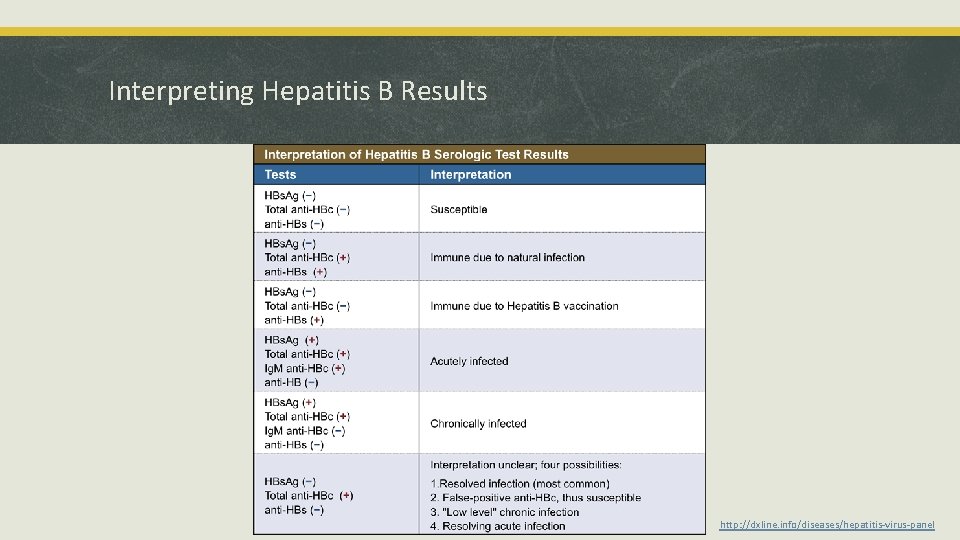 Interpreting Hepatitis B Results http: //dxline. info/diseases/hepatitis-virus-panel 