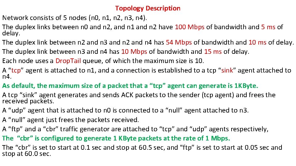 Topology Description Network consists of 5 nodes (n 0, n 1, n 2, n