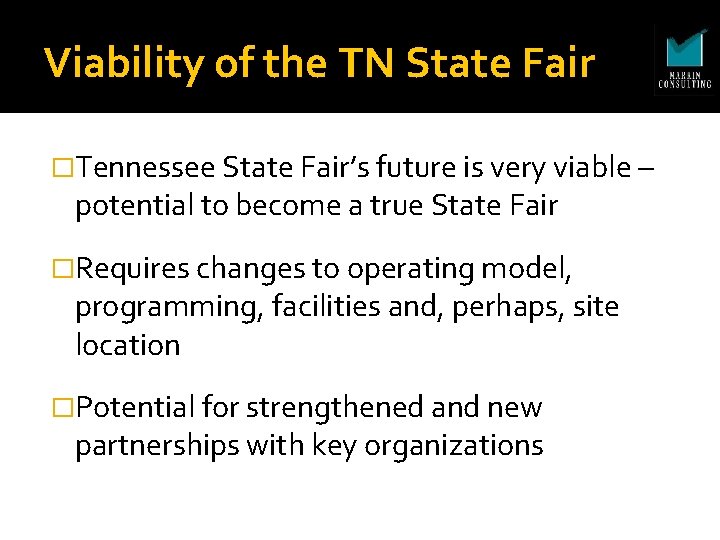 Viability of the TN State Fair �Tennessee State Fair’s future is very viable –