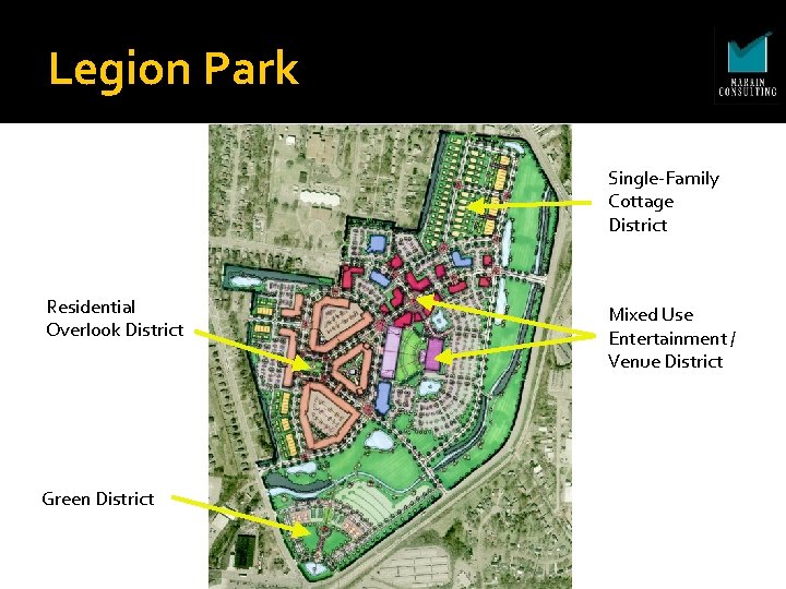 Legion Park Single-Family Cottage District Residential Overlook District Green District IMAGE Mixed Use Entertainment