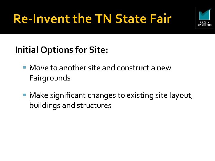 Re-Invent the TN State Fair Initial Options for Site: Move to another site and