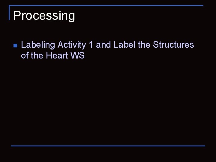 Processing n Labeling Activity 1 and Label the Structures of the Heart WS 