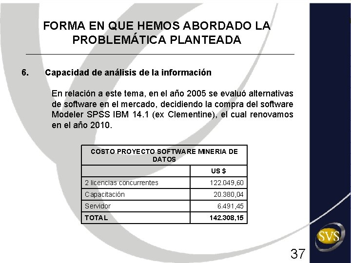 FORMA EN QUE HEMOS ABORDADO LA PROBLEMÁTICA PLANTEADA 6. Capacidad de análisis de la