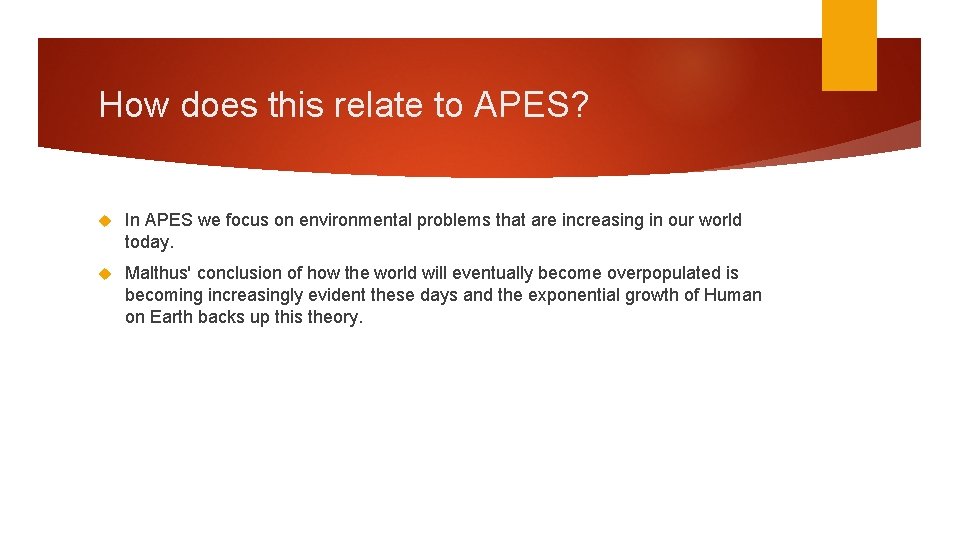 How does this relate to APES? In APES we focus on environmental problems that