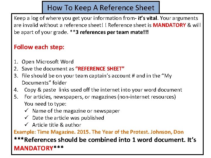 How To Keep A Reference Sheet Keep a log of where you get your