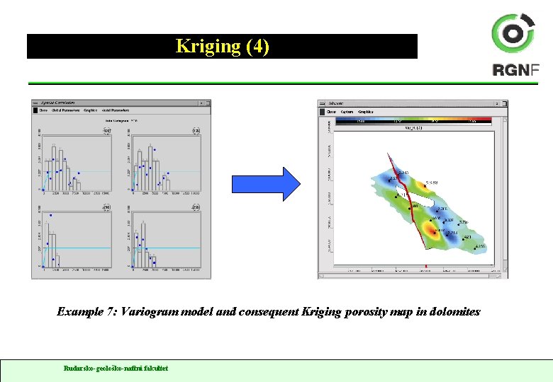 Kriging (4) Example 7: Variogram model and consequent Kriging porosity map in dolomites Rudarsko-geološko-naftni