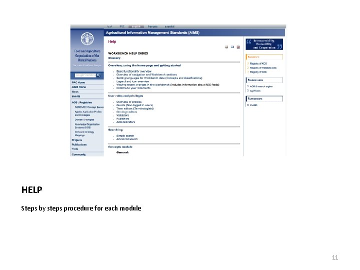 HELP Steps by steps procedure for each module 11 