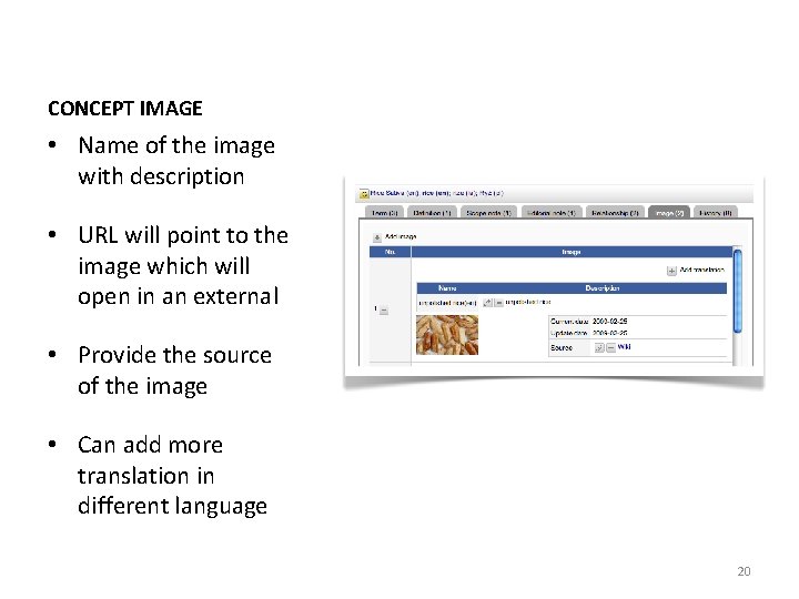 CONCEPT IMAGE • Name of the image with description • URL will point to