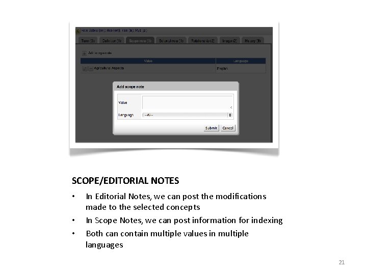 SCOPE/EDITORIAL NOTES • • • In Editorial Notes, we can post the modifications made