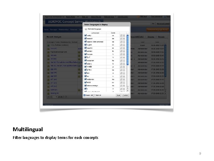 Multilingual Filter languages to display terms for each concepts 9 