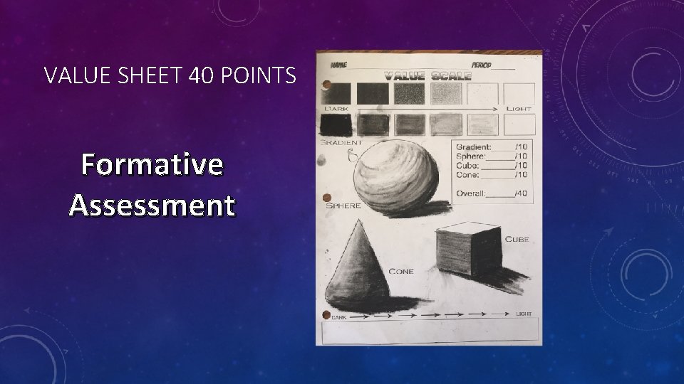 VALUE SHEET 40 POINTS Formative Assessment 