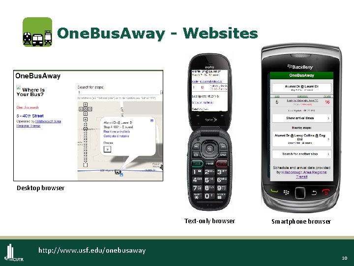 One. Bus. Away - Websites Desktop browser Text-only browser Smartphone browser http: //www. usf.