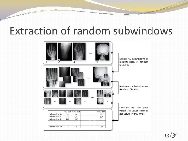 Extraction of random subwindows 13 /36 