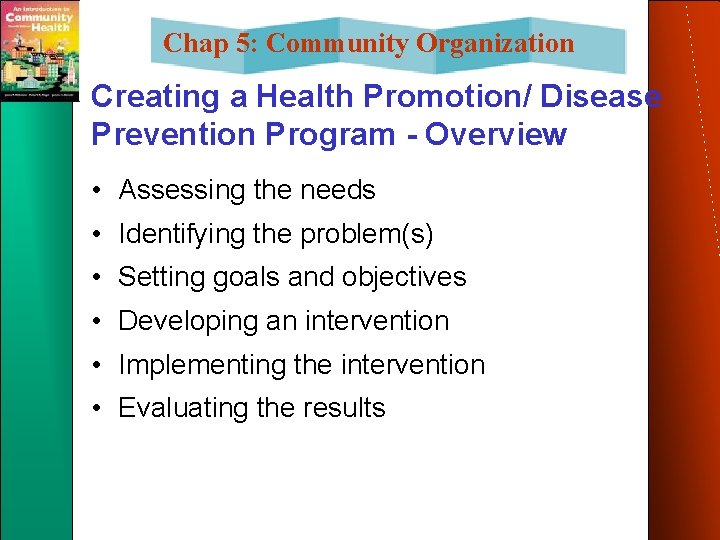 Chap 5: Community Organization Creating a Health Promotion/ Disease Prevention Program - Overview • Chap 5: Community Organization Creating a Health Promotion/ Disease Prevention Program - Overview •