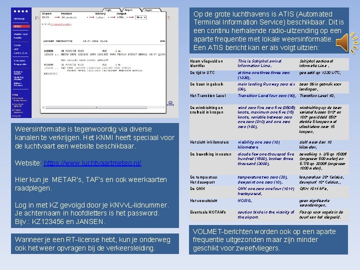 Op de grote luchthavens is ATIS (Automated Terminal Information Service) beschikbaar. Dit is een