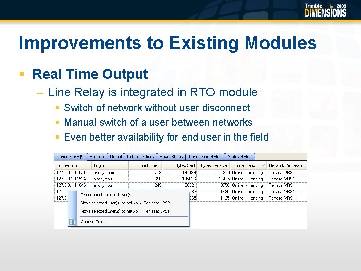 Improvements to Existing Modules § Real Time Output – Line Relay is integrated in