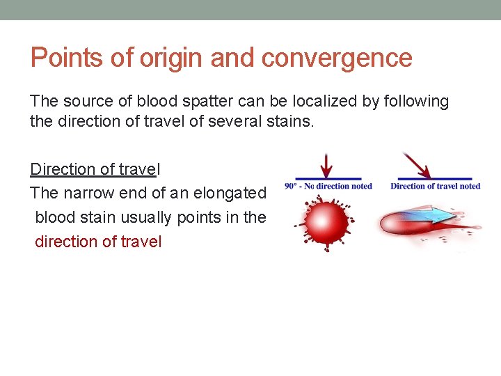 Points of origin and convergence The source of blood spatter can be localized by