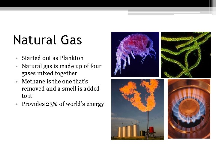 Natural Gas • Started out as Plankton • Natural gas is made up of