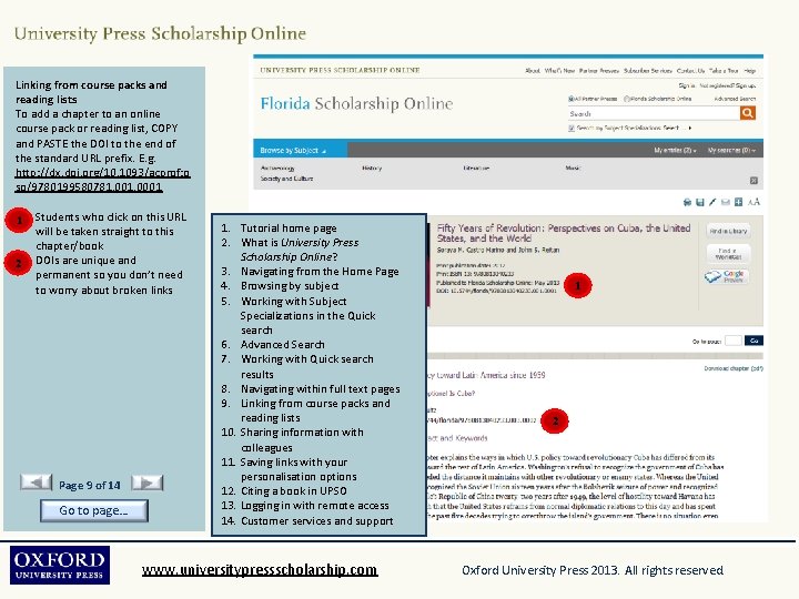 Linking from course packs and reading lists To add a chapter to an online