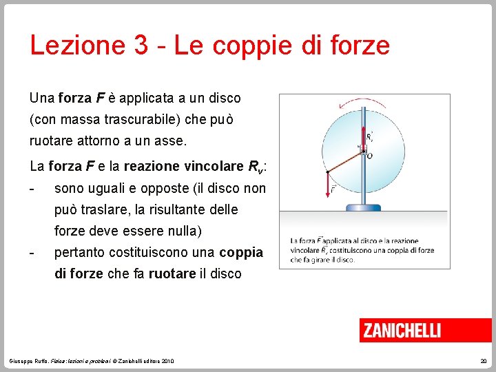 Lezione 3 - Le coppie di forze Una forza F è applicata a un