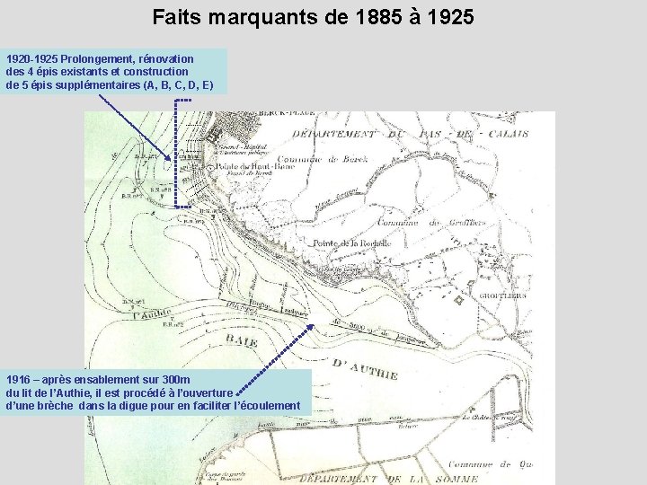 Faits marquants de 1885 à 1925 1920 -1925 Prolongement, rénovation des 4 épis existants